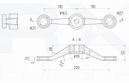 Araña HEAVY de dos vías - 180°, AISI 316, SATINADO