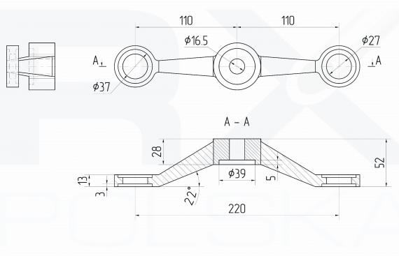 Foto Araña HEAVY de dos vías - 180°, AISI 316, SATINADO