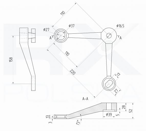 Foto Araña HEAVY de dos vías 90°, AISI 316, SATINADO