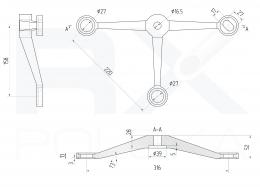 Araña HEAVY de tres vías, AISI 316, SATINADO