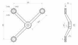 Araña LIGHT de tres vías, AISI 316, SATINADO