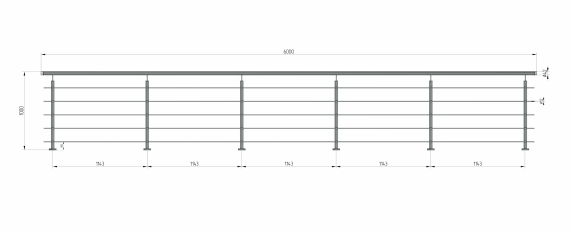 Foto Barandilla de acero con postes + relleno de tubo 12 mm, AISI 304, SATINADO