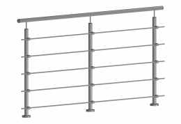 Barandilla de acero con postes + relleno de tubo 12 mm, AISI 304, SATINADO