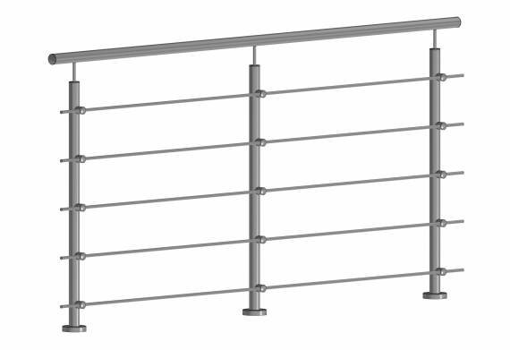 Foto Barandilla de acero con postes + relleno de tubo 12 mm, AISI 304, SATINADO