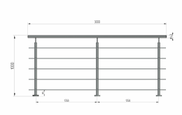 Barandilla de acero con postes + relleno tubo 12 mm, AISI 304, SATINADO