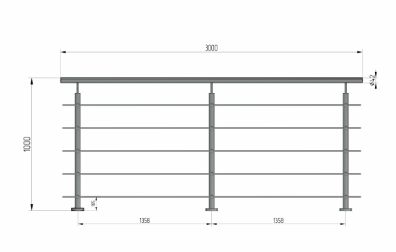 Foto Barandilla de acero con postes + relleno de tubo 12 mm, AISI 304, SATINADO
