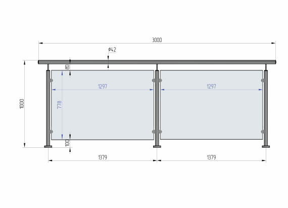 Foto Barandilla de vidrio con postes
