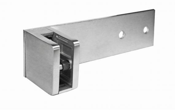 Foto Barra plana para balcón francés 175x45x3/45x45mm con placa de seguridad, AISI 304, SATINADO