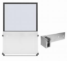 Barra plana para balcón francés 175x45x3/45x45mm con placa de seguridad, AISI 304, SATINADO