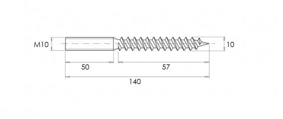 Foto Barra roscada doble de acero inoxidable - M10x140 mm