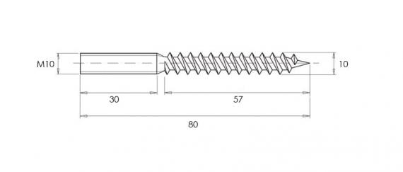 Foto Barra roscada doble de acero inoxidable - M10x80 mm
