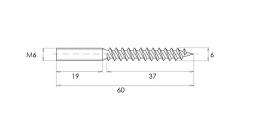 Barra roscada doble de acero inoxidable - M6x60 mm
