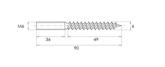 Foto Barra roscada doble de acero inoxidable - M6x90 mm