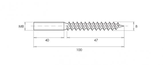 Foto Barra roscada doble de acero inoxidable - M8x100 mm