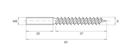 Foto Barra roscada doble de acero inoxidable - M8x60 mm