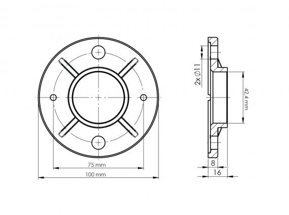 Foto Base para soldar 42,4 mm, AISI 304, EN BRUTO