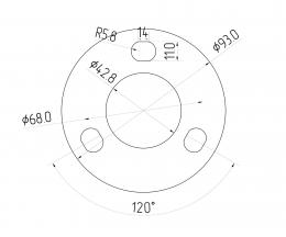 Base para soldar 42,4x93x4 mm, AISI 304, EN BRUTO