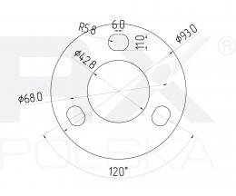 Base para soldar 42,4x93x6 mm, AISI 316, EN BRUTO
