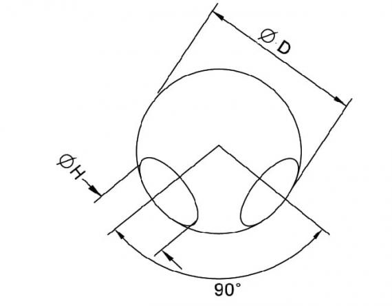 Foto Bola Ø 25 mm, esquina - para tubo Ø 12 mm, AISI 304, SATINADO