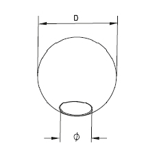 Foto Bola Ø 25 mm / tubo Ø 16 mm, AISI 304, SATINADO