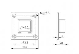 Brida de montaje - 40x40 mm, AISI 316, SATINADA