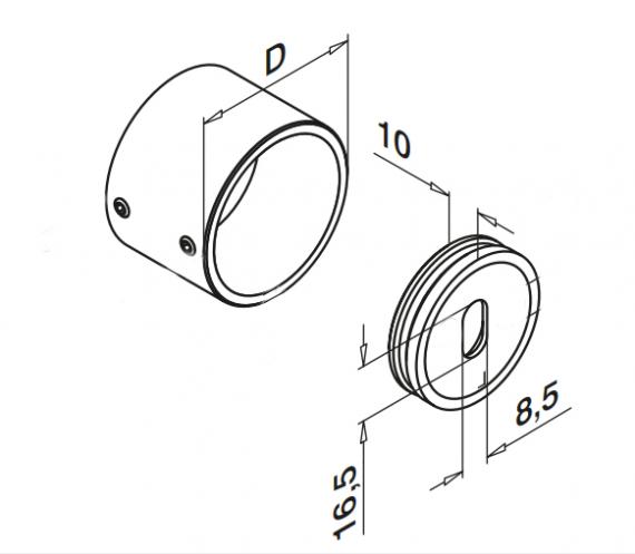 Foto Brida de montaje para tubo Ø 42,4 mm, AISI 304, SATINADA