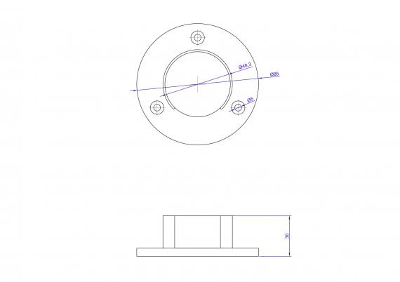 Foto Brida de montaje para tubo Ø 48,3 mm, AISI 304, SATINADA