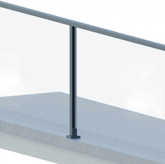 Foto Poste ranura 55x50mm CONEXIÓN con pasamanos, ALUMINIO EN BRUTO