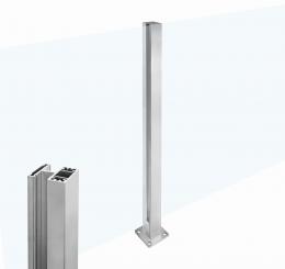 Poste ranura 55x50mm CONEXIÓN con tapa, ALUMINIO EN BRUTO