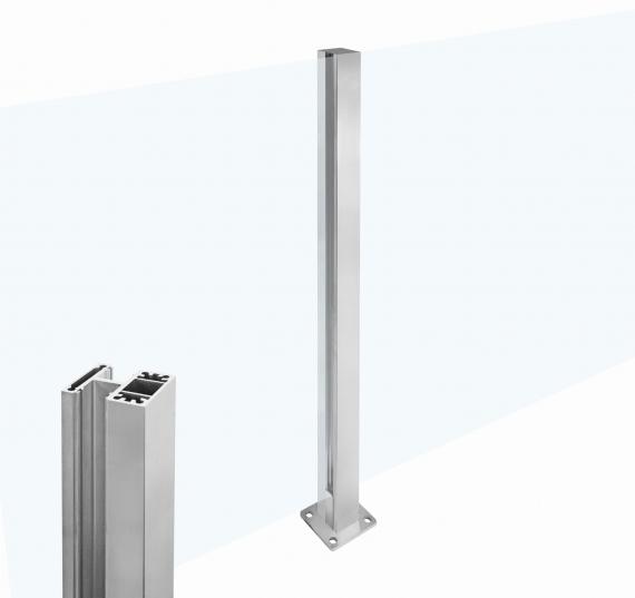 Foto Poste ranura 55x50mm CONEXIÓN con tapa, ALUMINIO EN BRUTO