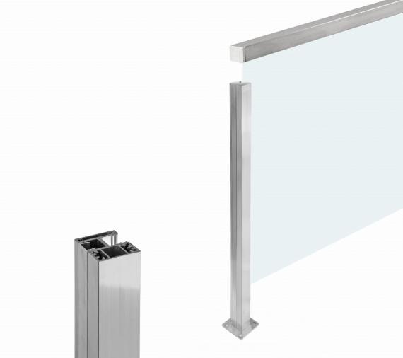 Foto Poste ranura 55x50mm DERECHO, ALUMINIO EN BRUTO