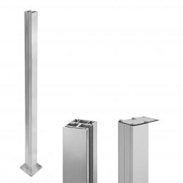 Poste ranura 55x50mm DERECHO con pasamanos, ALUMINIO EN BRUTO
