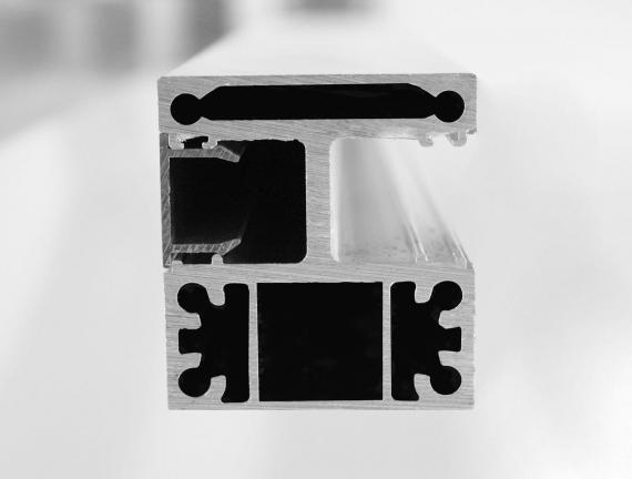 Foto Poste ranura 55x50mm DERECHO con pasamanos, ALUMINIO EN BRUTO