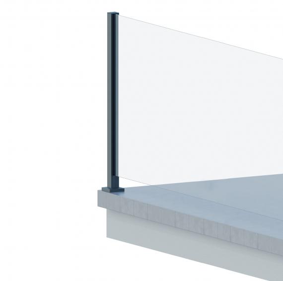 Foto Poste ranura 55x50mm DERECHO con tapa, ALUMINIO EN BRUTO