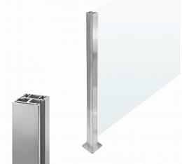 Poste ranura 55x50mm DERECHO con tapa, ALUMINIO EN BRUTO