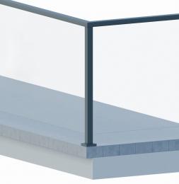 Poste ranura 55x50mm ESQUINA con pasamanos, ALUMINIO EN BRUTO