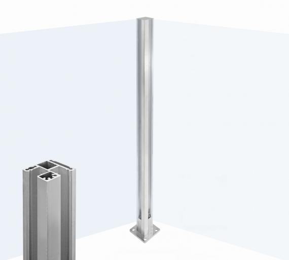 Foto Poste ranura 55x50mm ESQUINA con tapa, ALUMINIO EN BRUTO