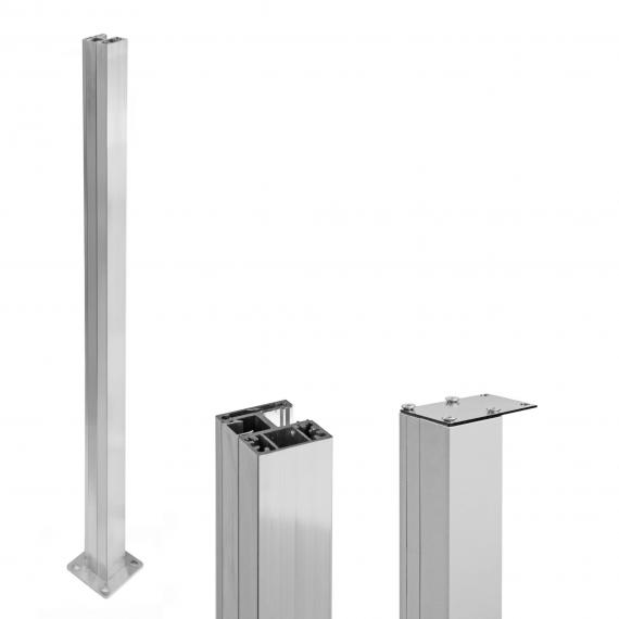 Foto Poste ranura 55x50mm IZQUIERDO con pasamanos, ALUMINIO EN BRUTO