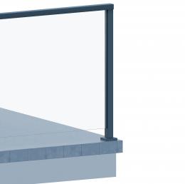 Poste ranura 55x50mm IZQUIERDO con pasamanos, ALUMINIO EN BRUTO