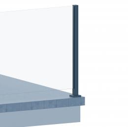 Poste ranura 55x50mm IZQUIERDO con tapa, ALUMINIO EN BRUTO