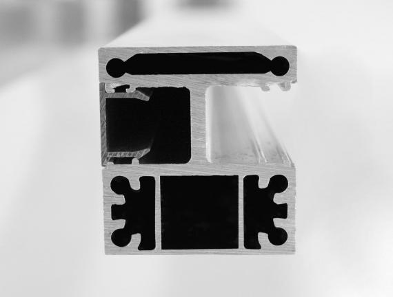 Foto Poste ranura 55x50mm IZQUIERDO con tapa, ALUMINIO EN BRUTO