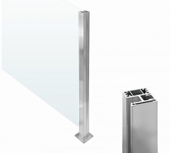 Foto Poste ranura 55x50mm IZQUIERDO con tapa, ALUMINIO EN BRUTO