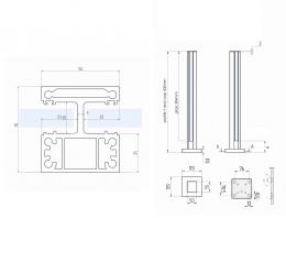 Poste ranura MINI 400 mm conexión, aluminio