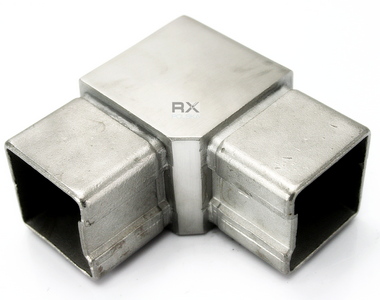 Foto Codo agudo pegado en el perfil 40x40x2 mm, AISI 304, SATINADO