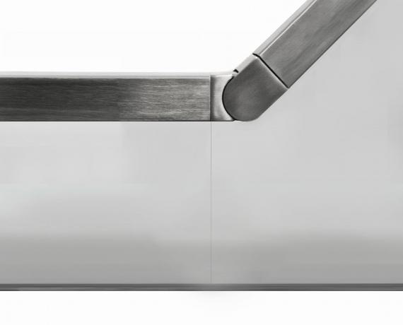 Foto Codo flexible INFERIOR para pasamanos ranurado 40x40x1,5 mm, AISI 304, SATINADO