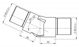 Codo flexible INFERIOR para pasamanos ranurado Ø42,4 x 1,5 mm, AISI 304, SATINADO