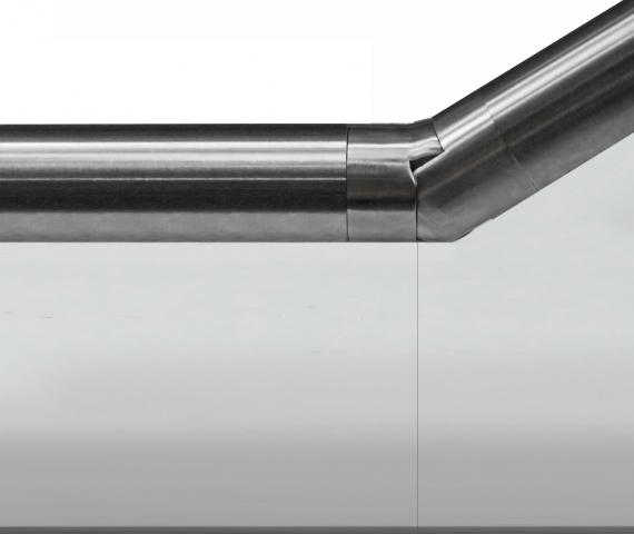 Foto Codo flexible INFERIOR para pasamanos ranurado Ø42,4 x 1,5 mm, AISI 304, SATINADO