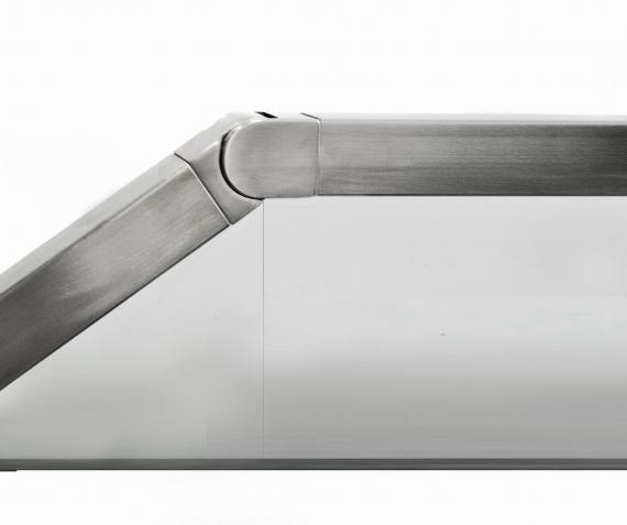 Foto Codo flexible SUPERIOR para pasamanos ranurado 40x40 mm, AISI 304, SATINADO