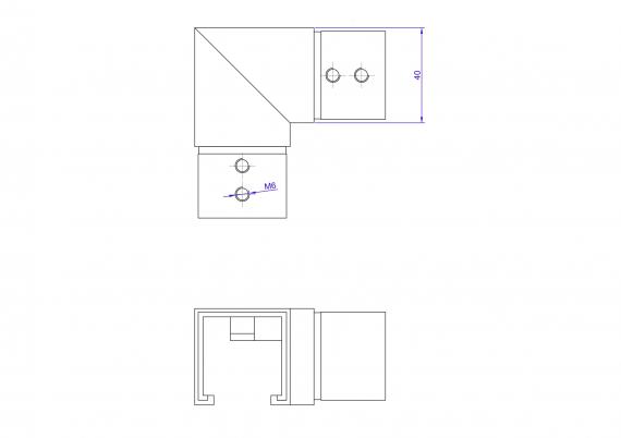 Foto Codo horizontal 90° para pasamanos 40x40 mm, AISI 304, SATINADO