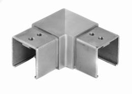 Codo horizontal 90° para pasamanos 40x40 mm, AISI 316, SATINADO